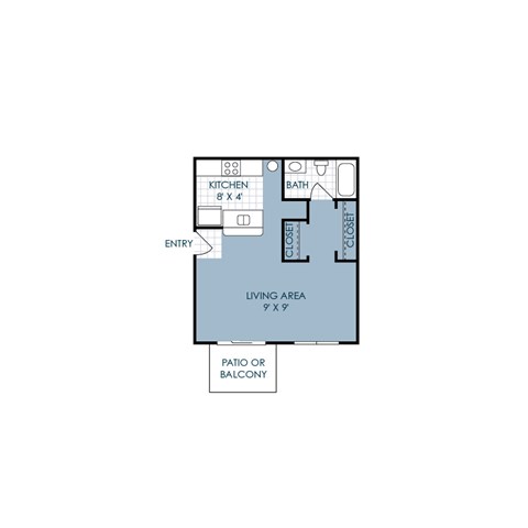 Floor plan for studio, 1 bath, 460 sqft